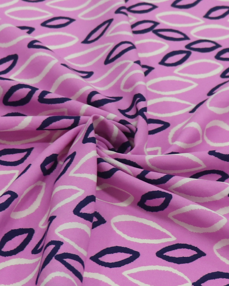 Tecido Viscose Folhas em Rascunho Branco, Azul Marinho e Rosa