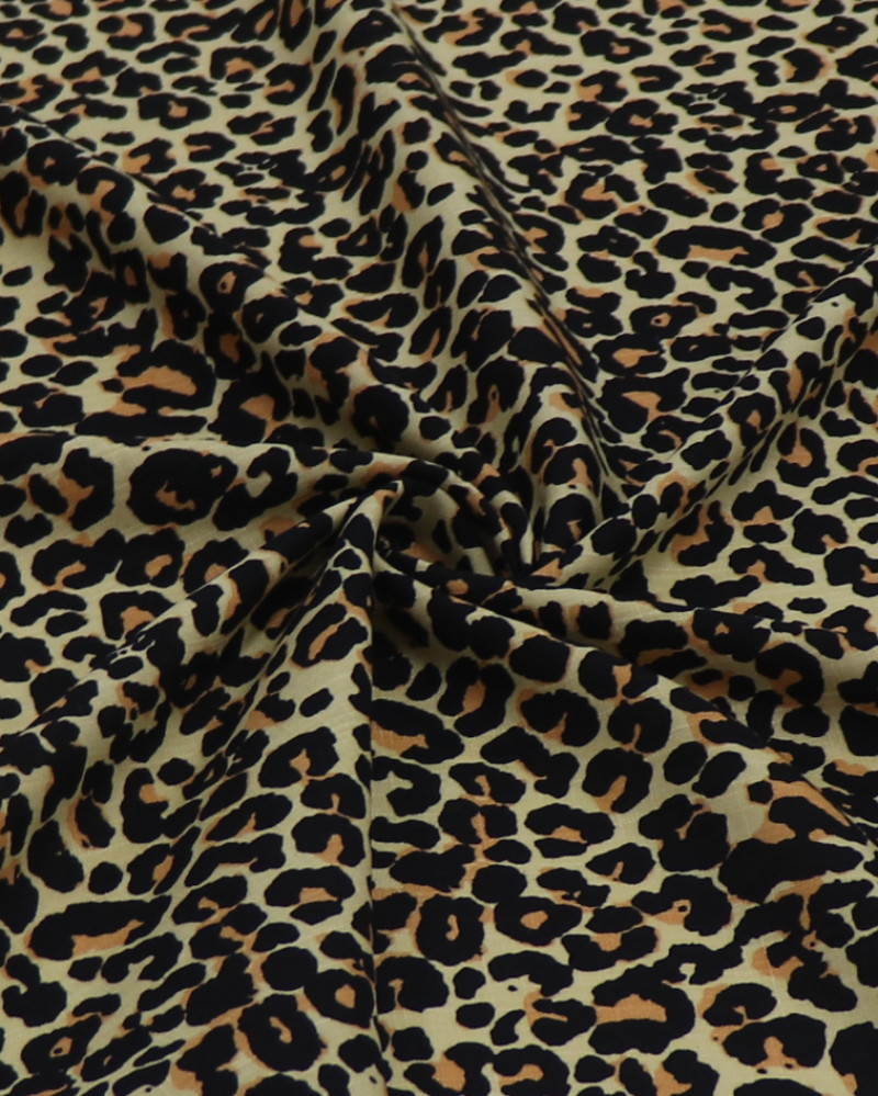 Tecido Viscose Texturizada Animal Print Clássico Amarelo Manteiga