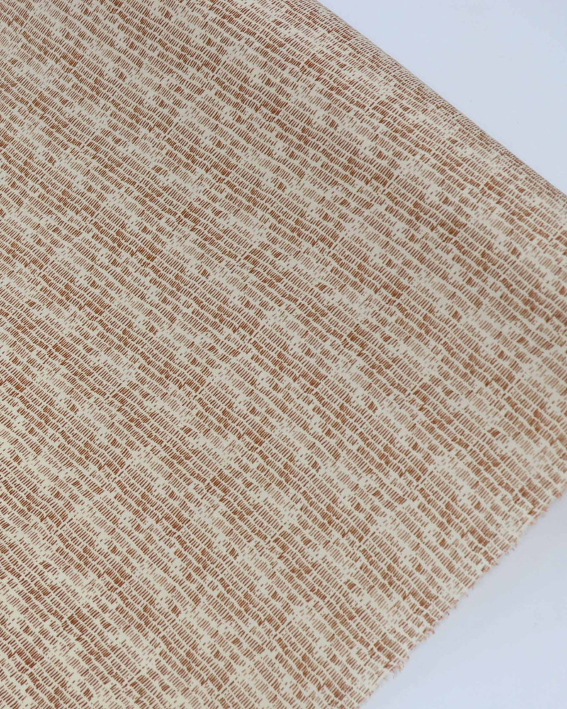 Tecido Viscose Texturizada Micro Riscos Terracota e Creme