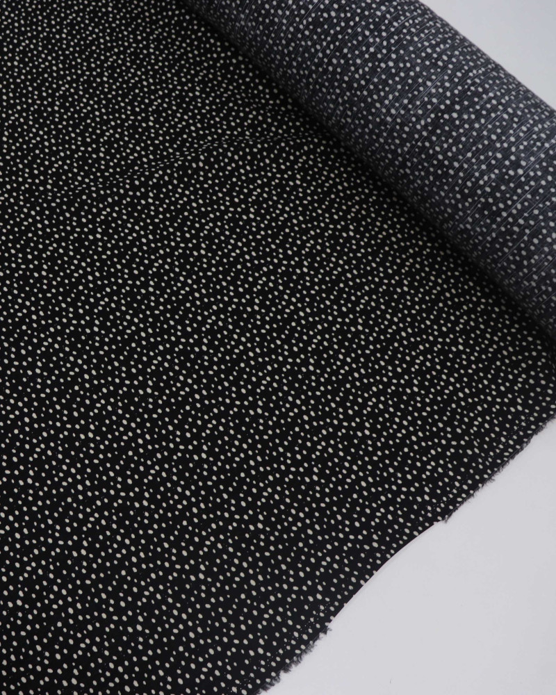 Tecido Viscose Texturizada Micro Pingos Creme e Preto
