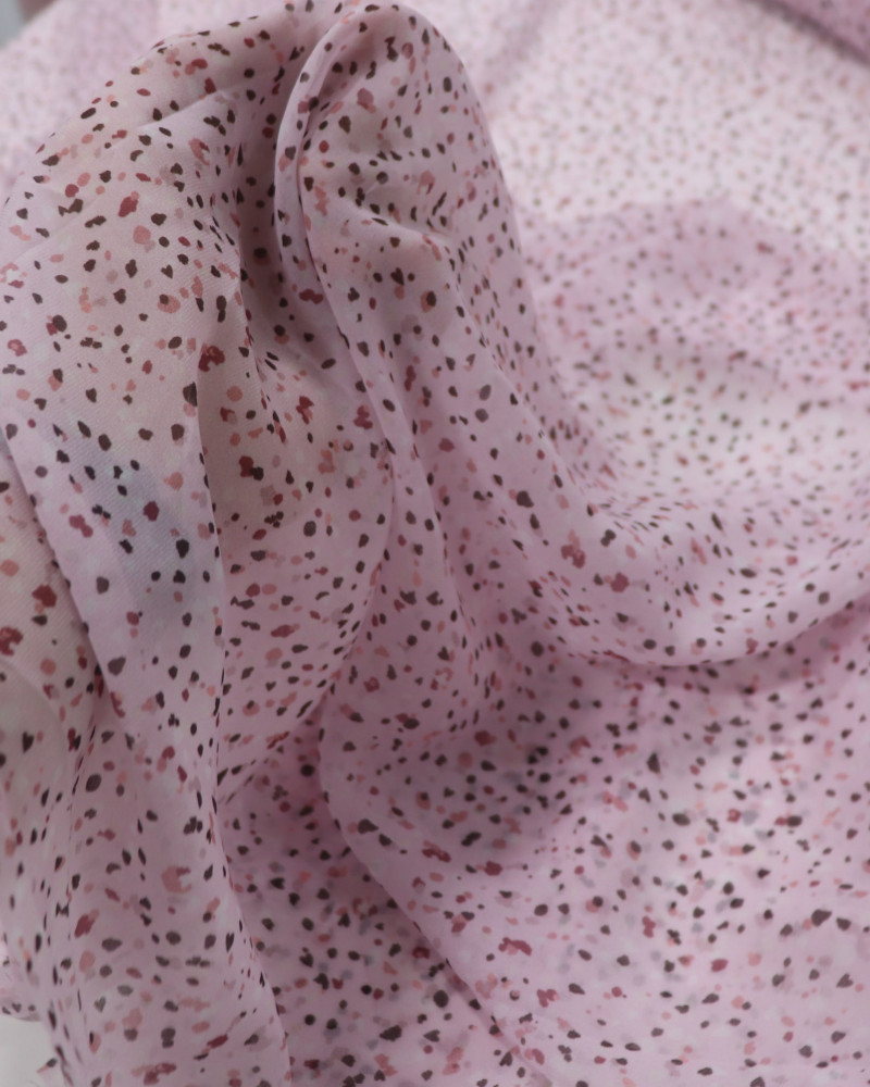 Tecido Crepe Chiffon Italiano Micro Pingos Irregulares Tons de Rosa