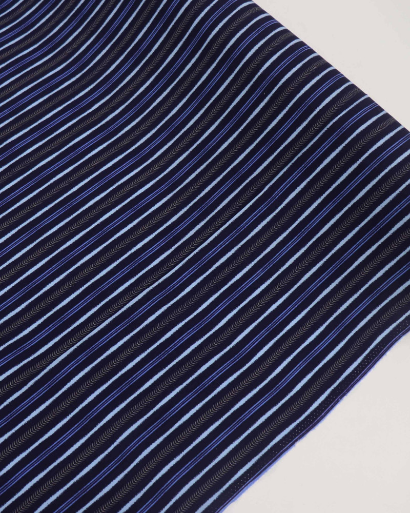 Tecido Viscose Multi Listrado Bege e Tons de Azul