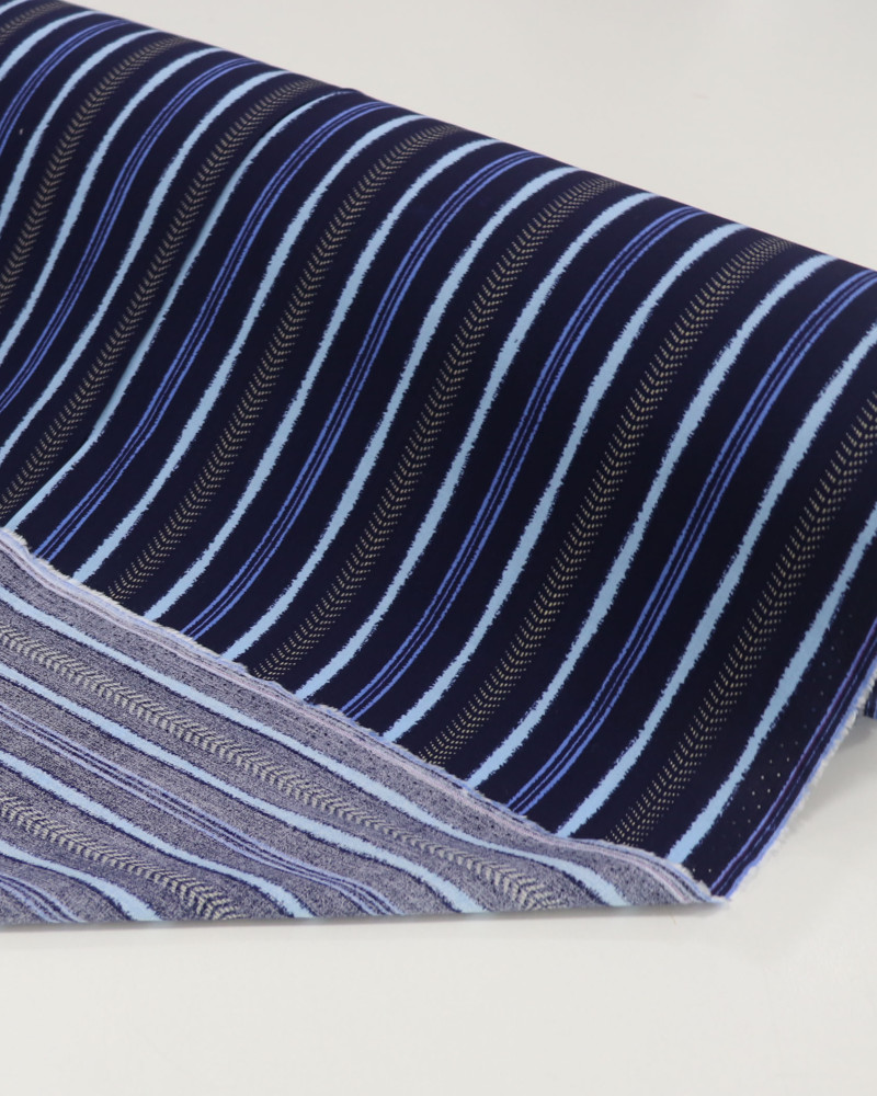 Tecido Viscose Multi Listrado Bege e Tons de Azul (3.3m)