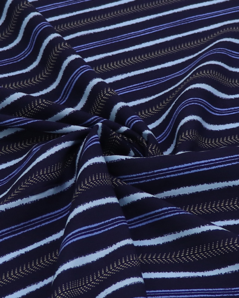 Tecido Viscose Multi Listrado Bege e Tons de Azul (3.3m)