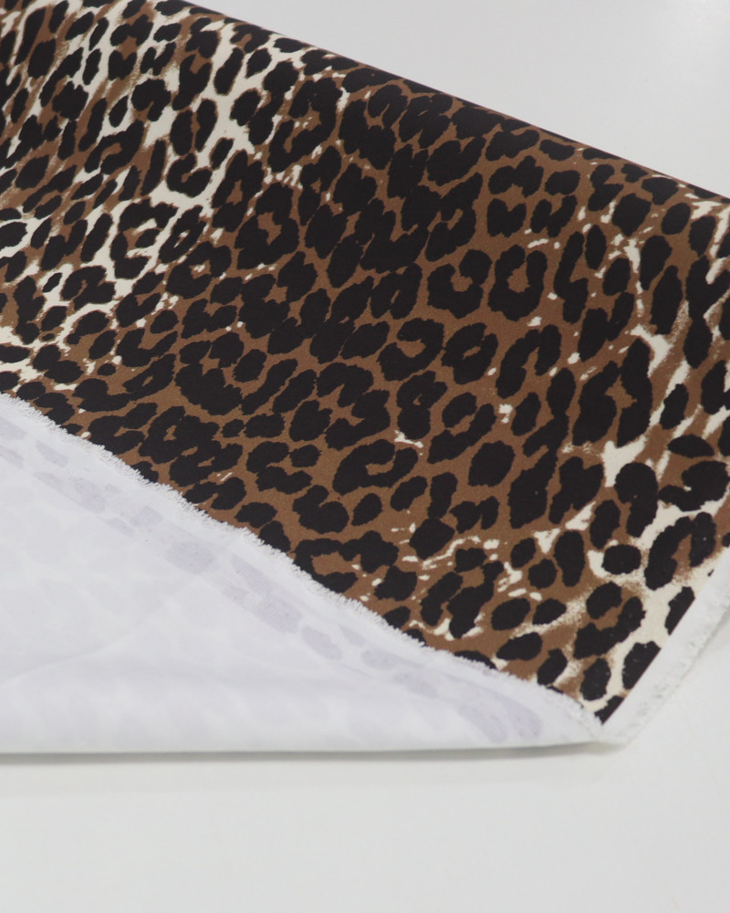 Tecido Crepe de Alfaiataria com Elastano Italiano Animal Print em Listras Preto, Marrom e Bege