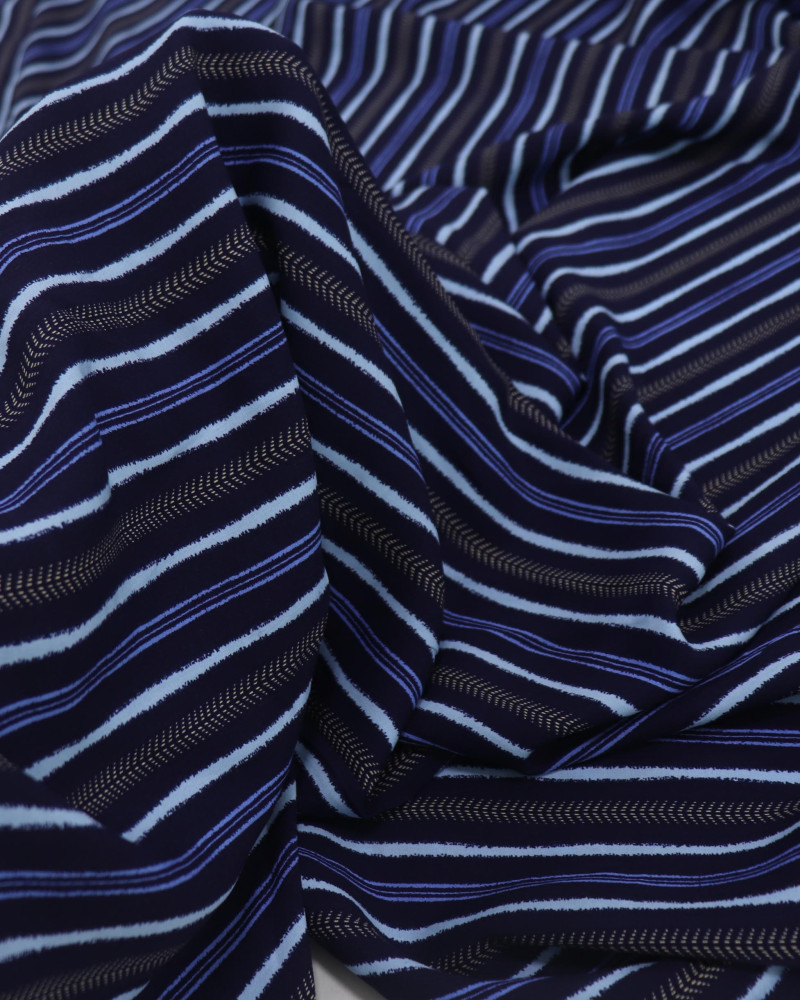 Tecido Viscose Multi Listrado Bege e Tons de Azul (3.3m)