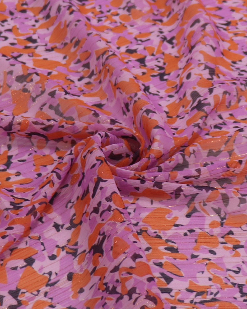Tecido Crepe Chiffon Texturizado Italiano com Lurex Foramas Abstratas Colorido (COM DETALHES)