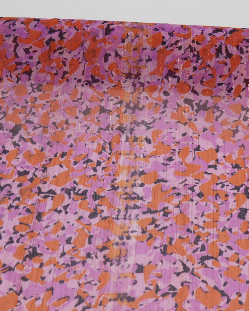 Tecido Crepe Chiffon Texturizado Italiano com Lurex Foramas Abstratas Colorido (COM DETALHES)