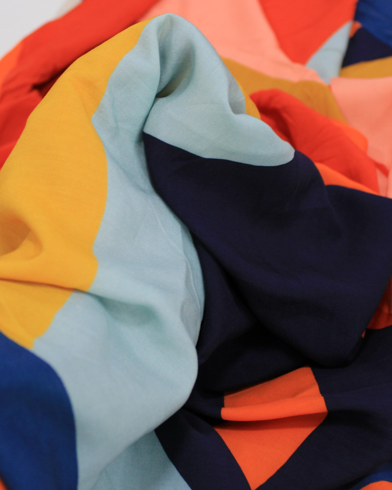 Tecido Viscose Premium Estampa Lenço Macro Pinura Abstrata Colorido