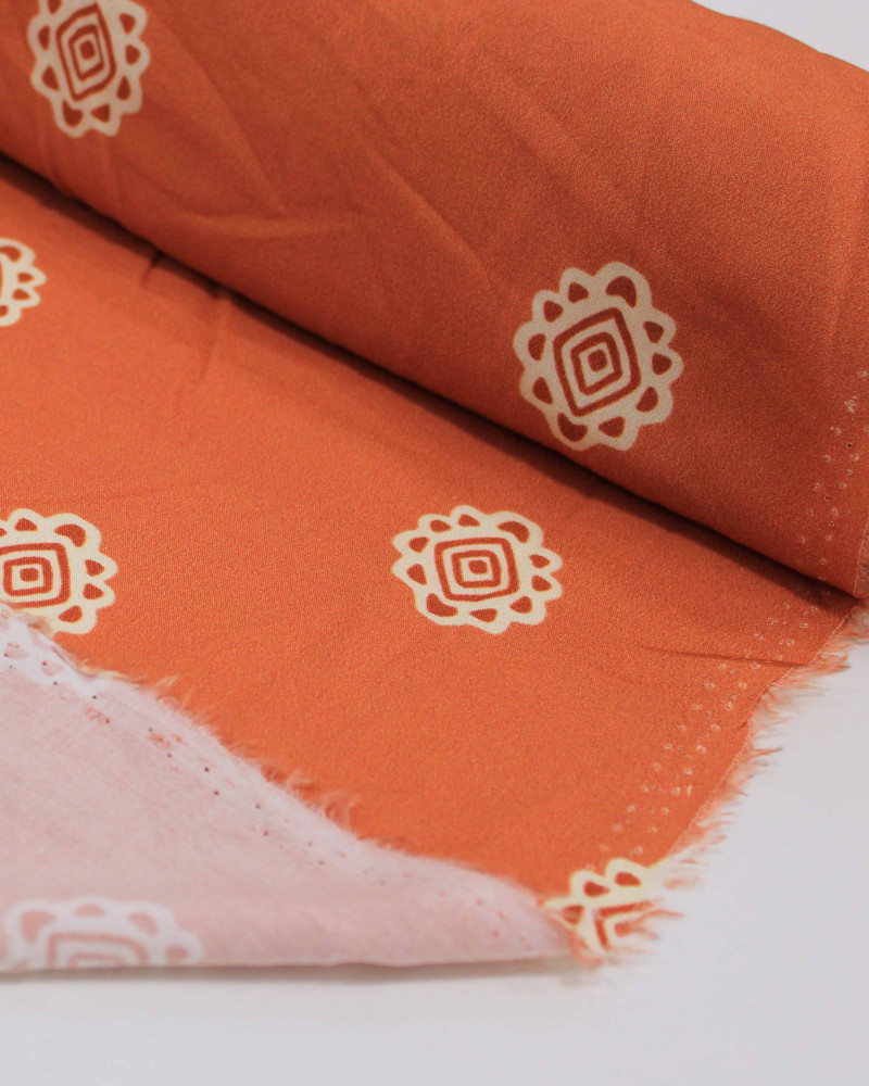 Tecido Viscose Premium Mandalas Argila e Terracota