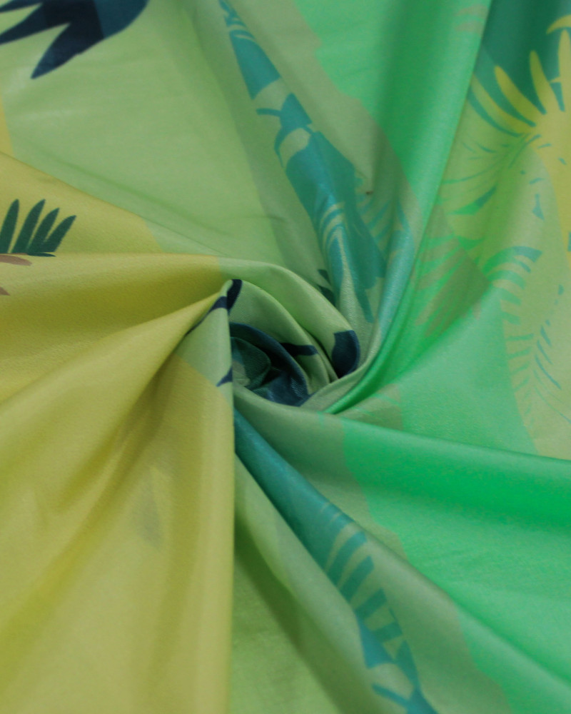 Tecido Tactel Fino Folhagens em Listras Verticais Colorido