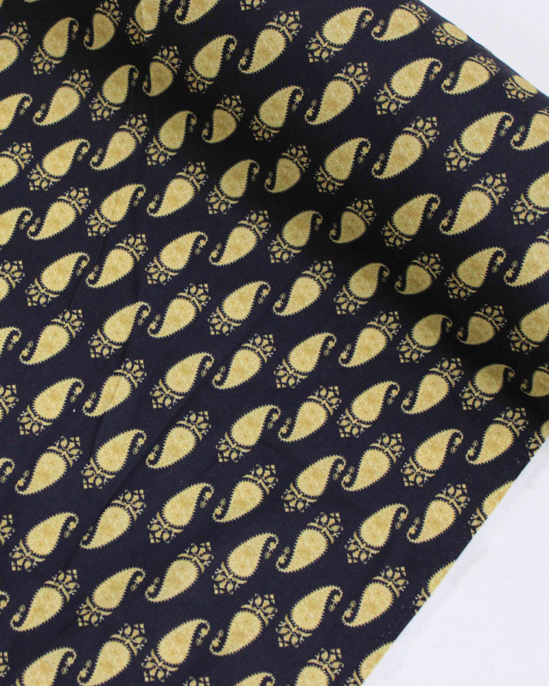 Tecido Tricoline Premium com Elastano Cashmeres Dourados e Preto