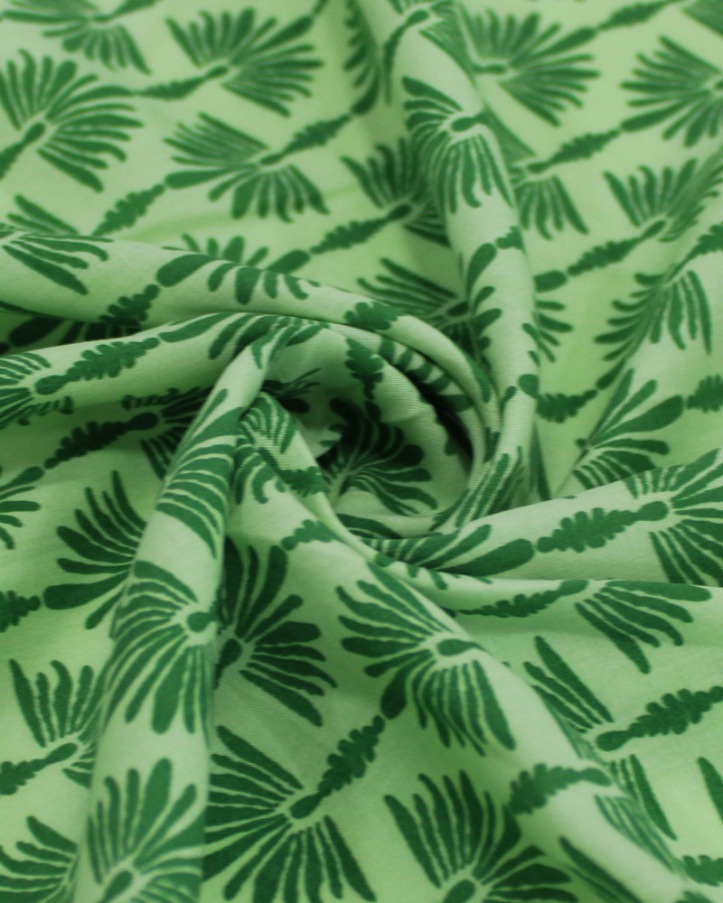 Tecido Viscose Premium Desenho Abstrato Tons de Verde