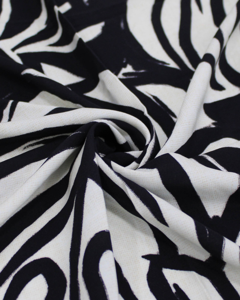 Tecido Viscose Premium Macro Costela de Adão Preto e Offwhie