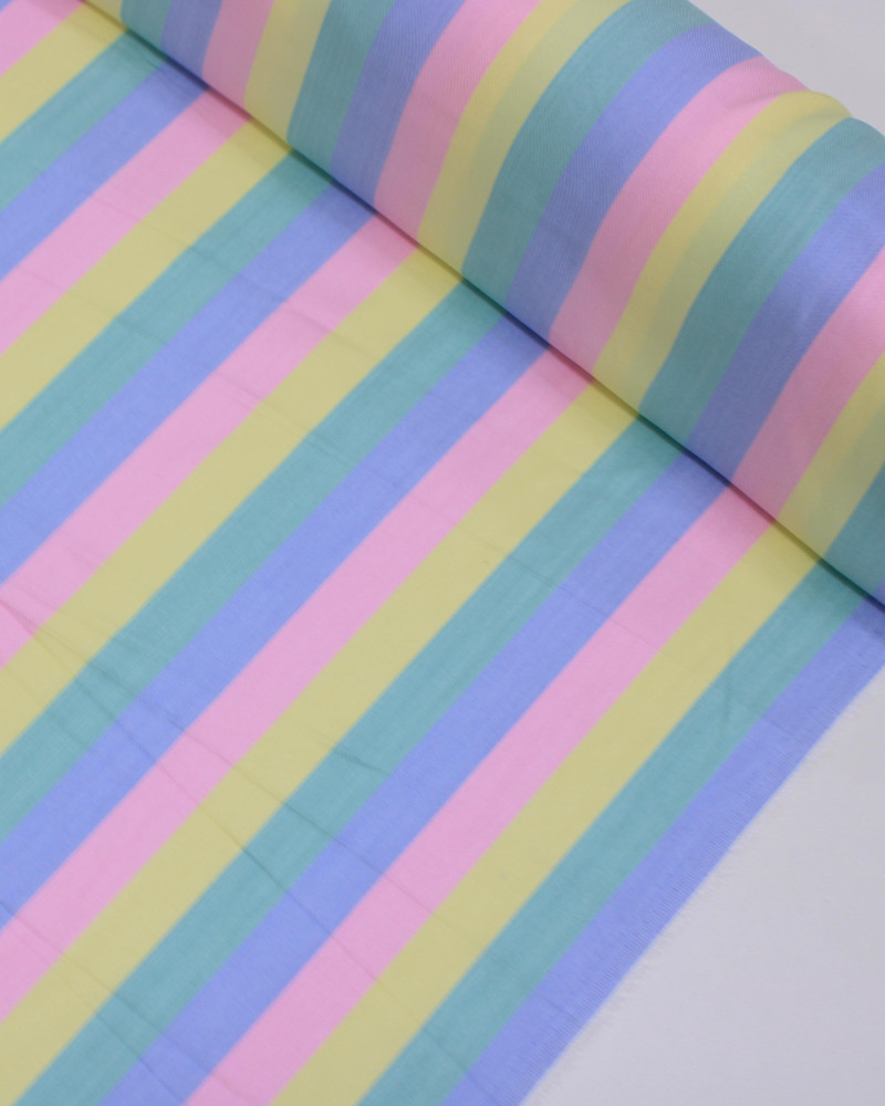 Tecido Viscose Premium Listras Tons Pastéis