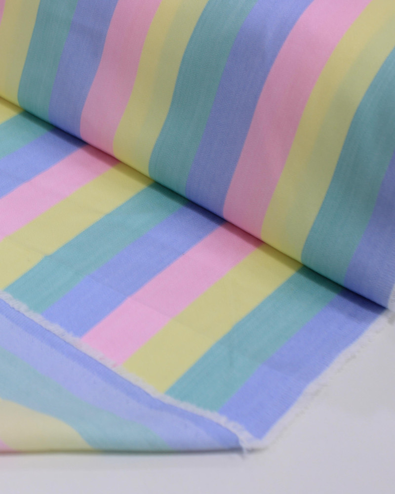 Tecido Viscose Premium Listras Tons Pastéis