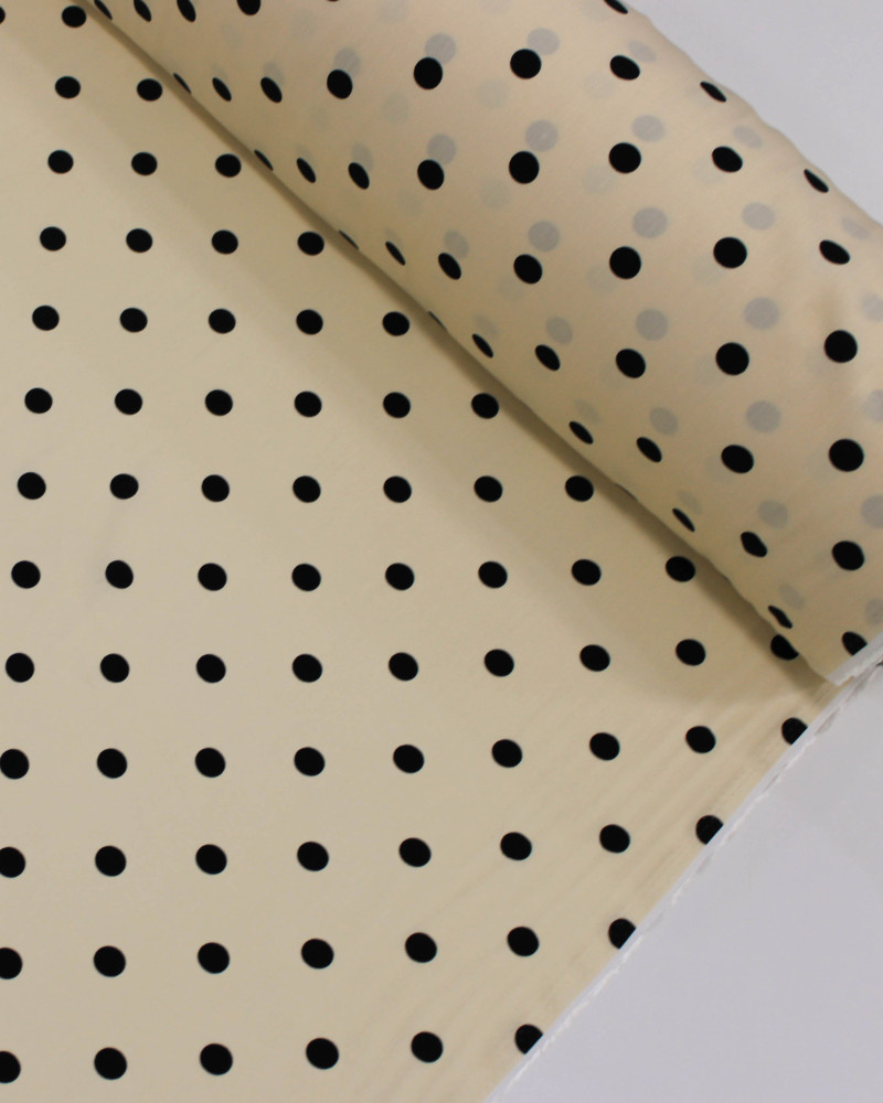 Tecido Viscose Poá Preto e Creme (1.4m)