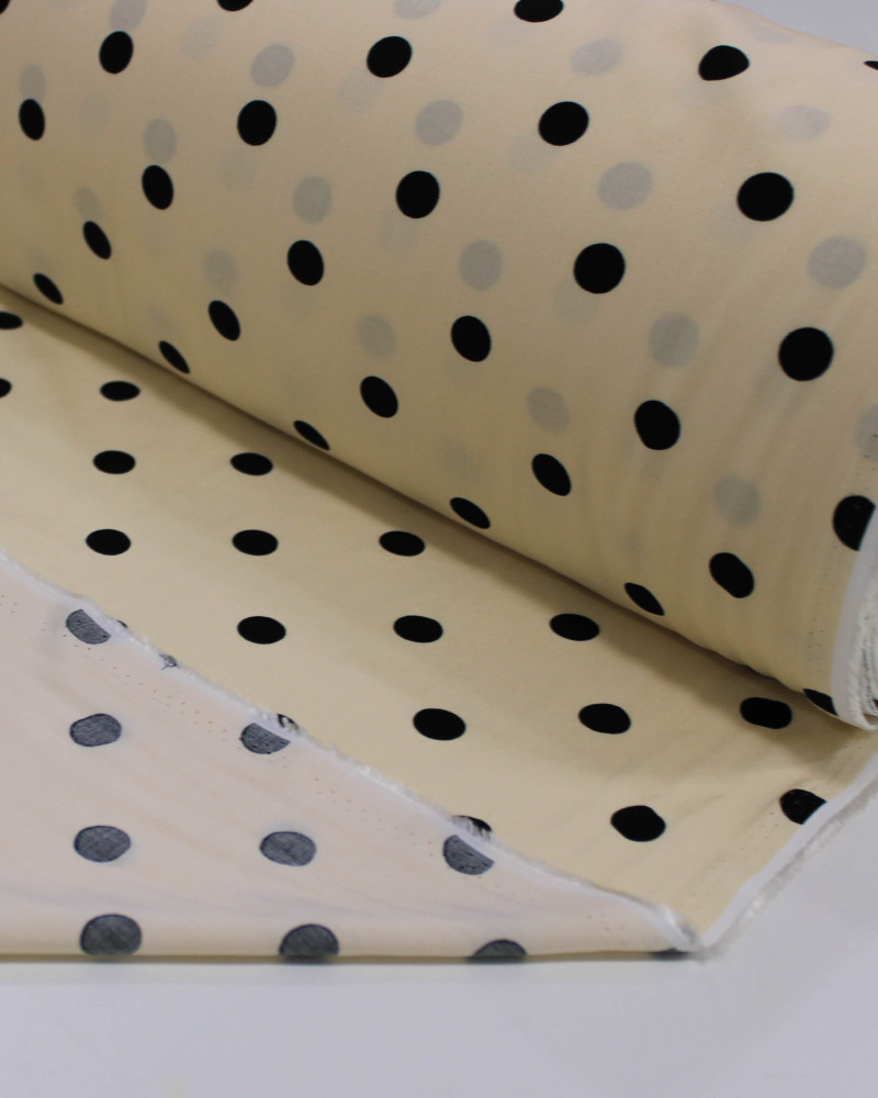 Tecido Viscose Poá Preto e Creme (1.4m)