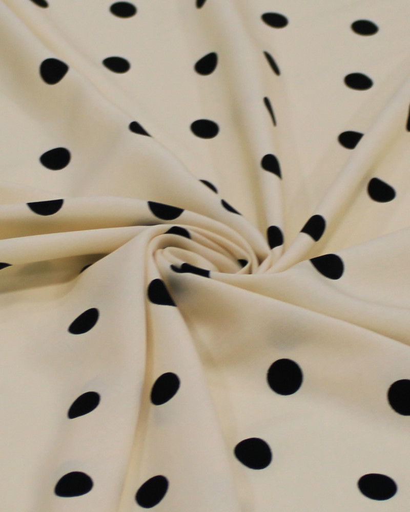 Tecido Viscose Poá Preto e Creme (1.4m)