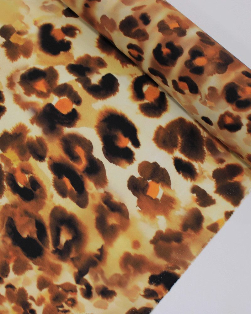 Tecido Viscose Italiano Macro Animal Print Tons Terrosos