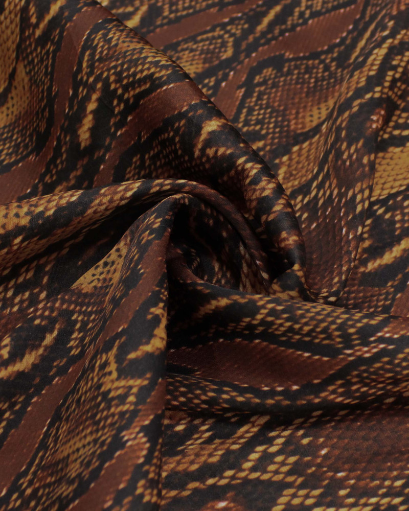 Tecido Viscose Mista Italiano Pele de Cobra Tons de Marrom