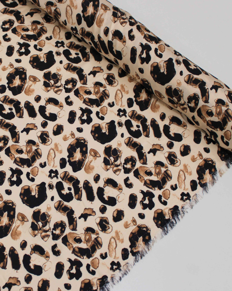 Tecido Viscose Italiano Animal Print Tons de Marrom e Nude
