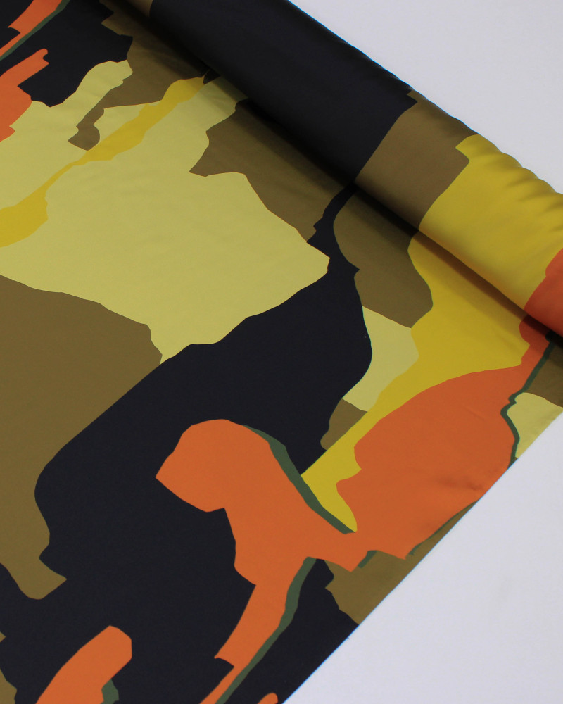 Tecido Crepe Silk Italiano Macro Camuflado Colorido