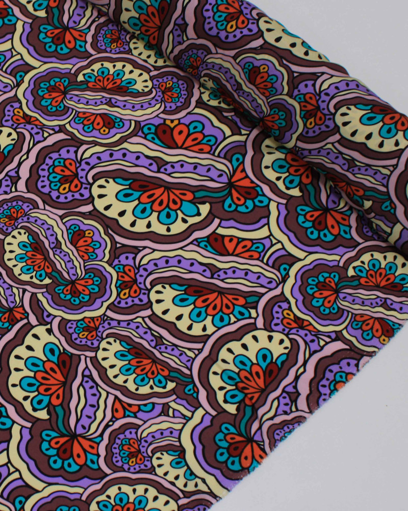 Tecido Crepe Silk Italiano Estampa Irregular Abstrata Colorido