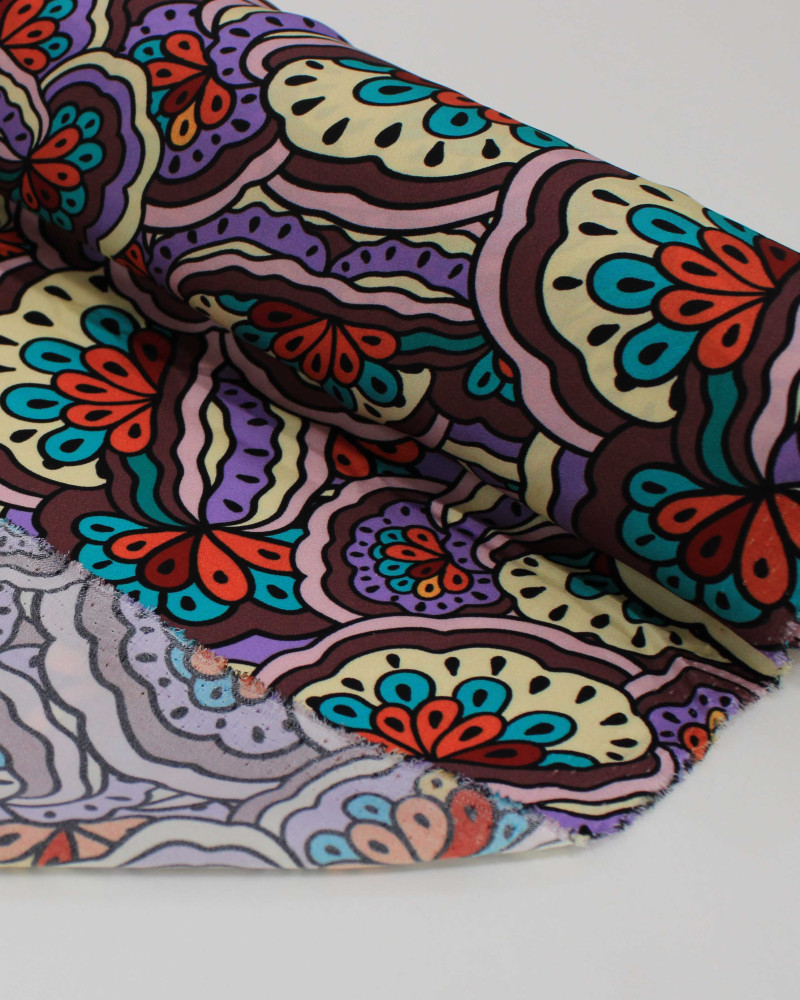 Tecido Crepe Silk Italiano Estampa Irregular Abstrata Colorido