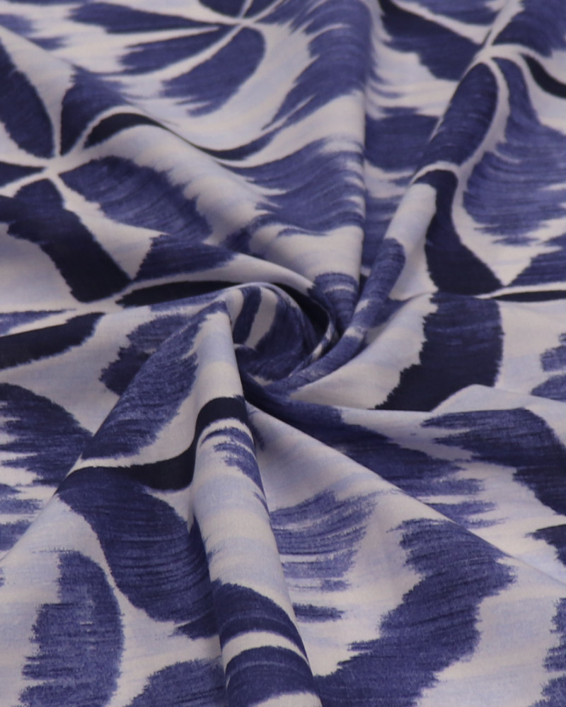 Tecido Cambraia de Algodão Coqueiros em Desfoque Tons de Azul