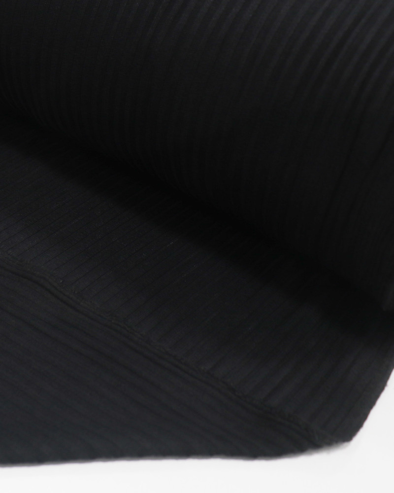 Tecido Malha Tricot Canelada Grossa Preto