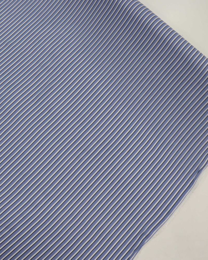 Tecido Viscose Multi Listras Preto, Branco e Azul Índigo (0.7m)