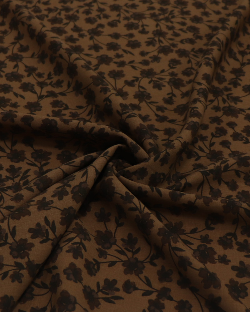 Tecido Viscose Tapete Floral Tons de Marrom