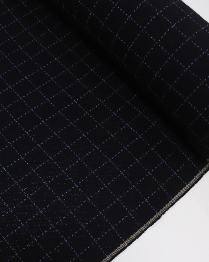Tecido Tweed Quadriculado Azul e Preto