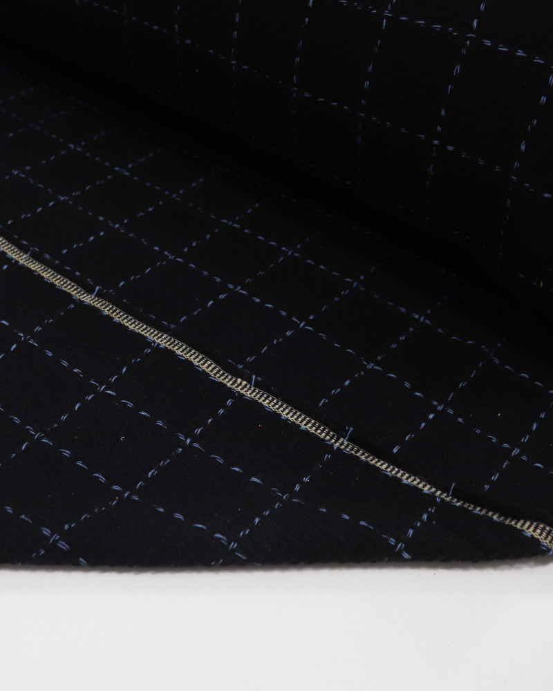 Tecido Tweed Quadriculado Azul e Preto