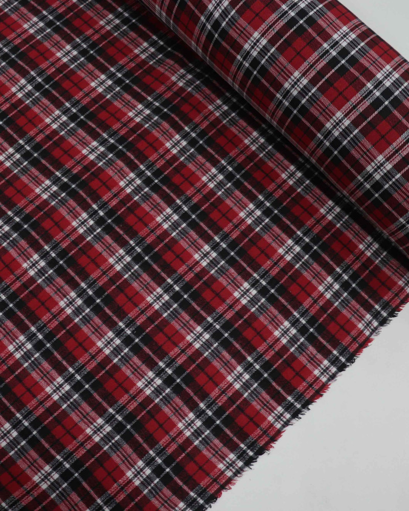 Tecido Flanela Mista Quadriculado Preto, Branco e Vermelho