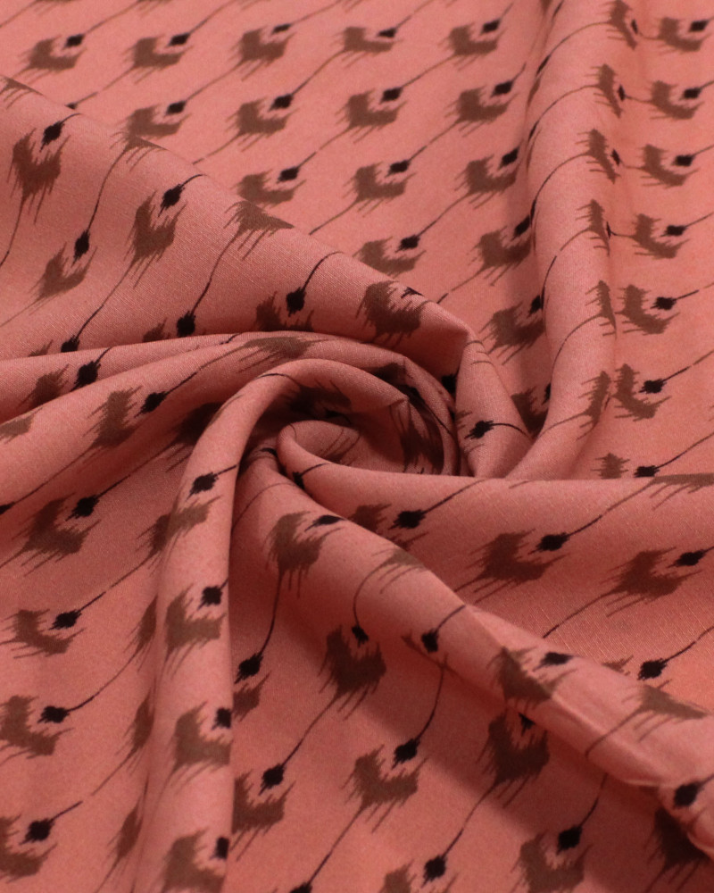 Tecido Viscose Listras Étnicas Marrom e Rosa Claro  (0.7m)