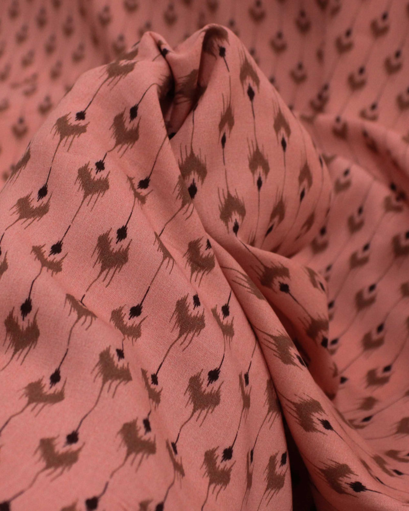 Tecido Viscose Listras Étnicas Marrom e Rosa Claro  (0.7m)