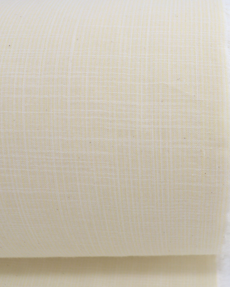 Tecido Tricoline Verano Flamê Listras Finas Branco e Amarelo