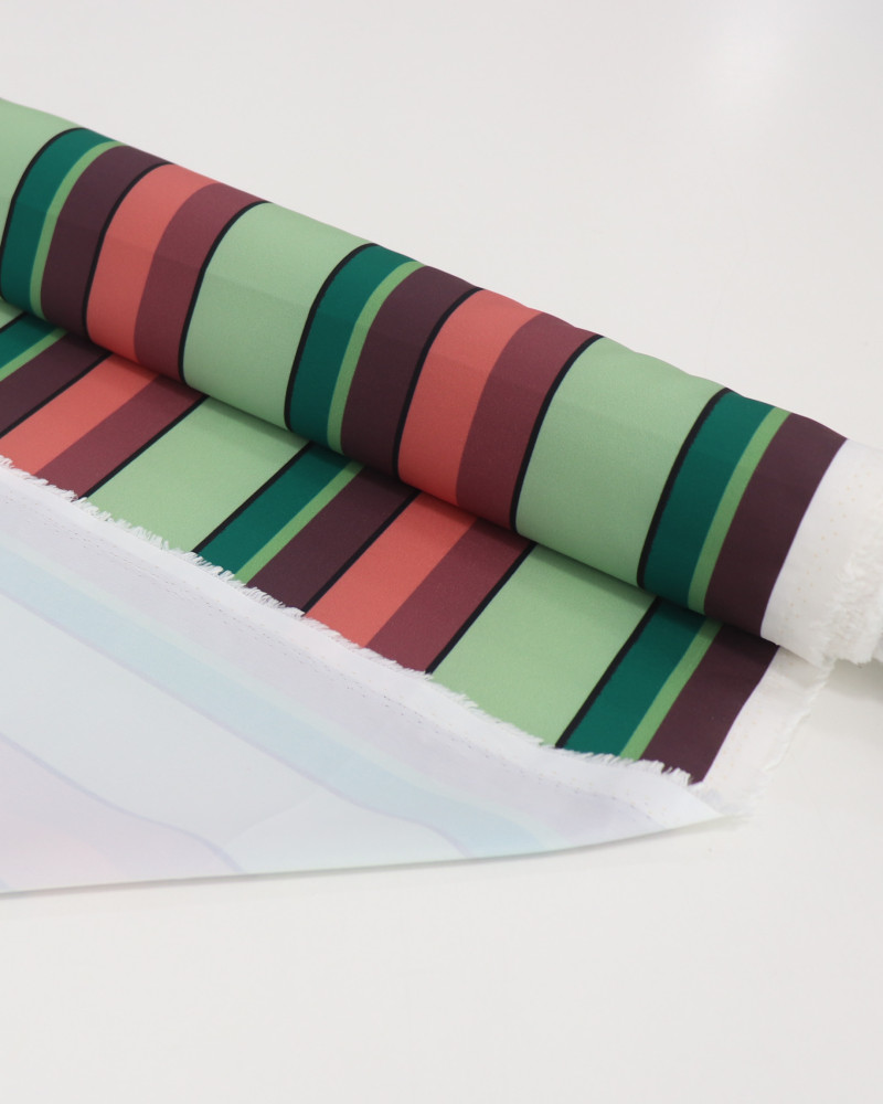 Tecido Crepe de Alfaiataria Italiano Multi Listras Tons Terrosos