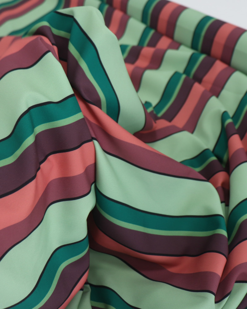 Tecido Crepe de Alfaiataria Italiano Multi Listras Tons Terrosos