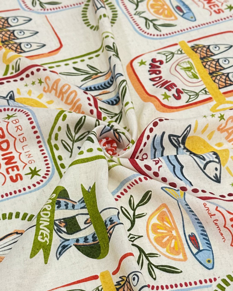 Tecido Viscose Premium Sardine Multi Estampa Colorido e Cru (0.6m)