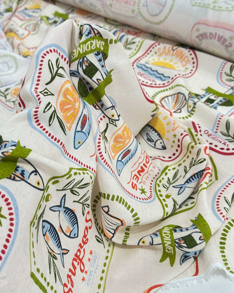 Tecido Viscose Premium Sardine Multi Estampa Colorido e Cru (0.7m)