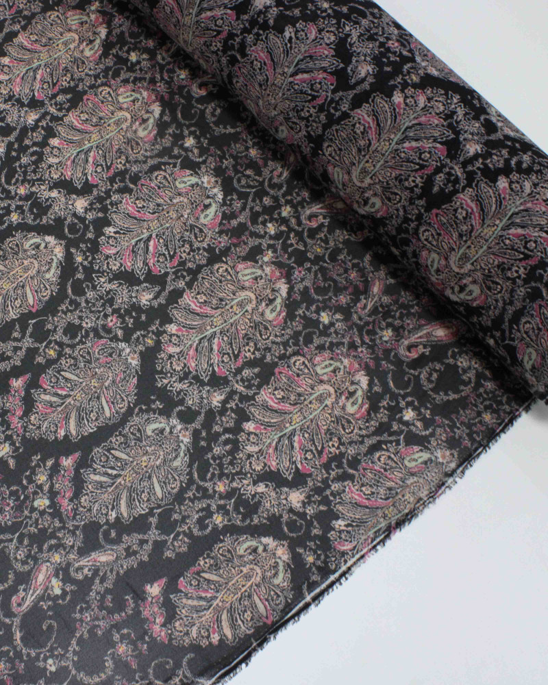 Tecido Crepe Koshibo Leve Macro Cashmere Tons Quentes e Preto