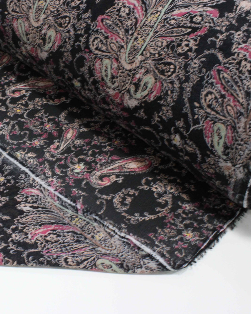 Tecido Crepe Koshibo Leve Macro Cashmere Tons Quentes e Preto