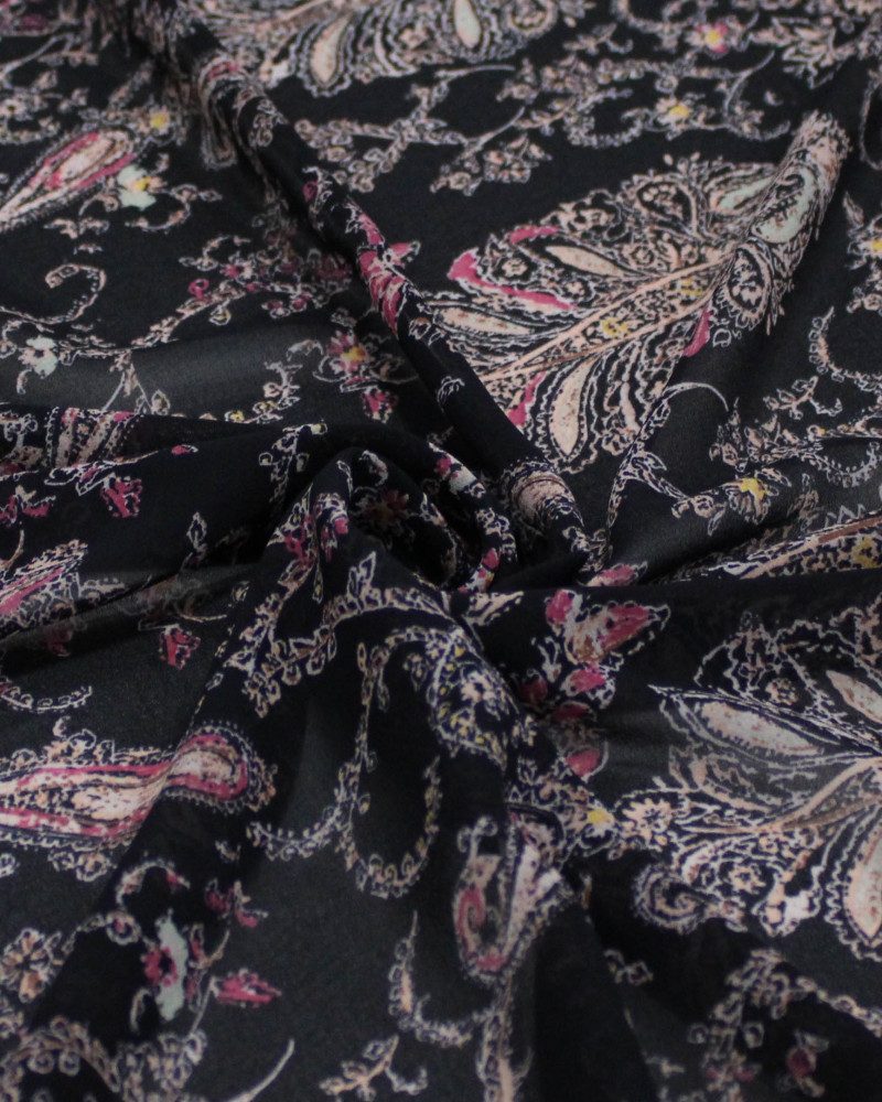 Tecido Crepe Koshibo Leve Macro Cashmere Tons Quentes e Preto