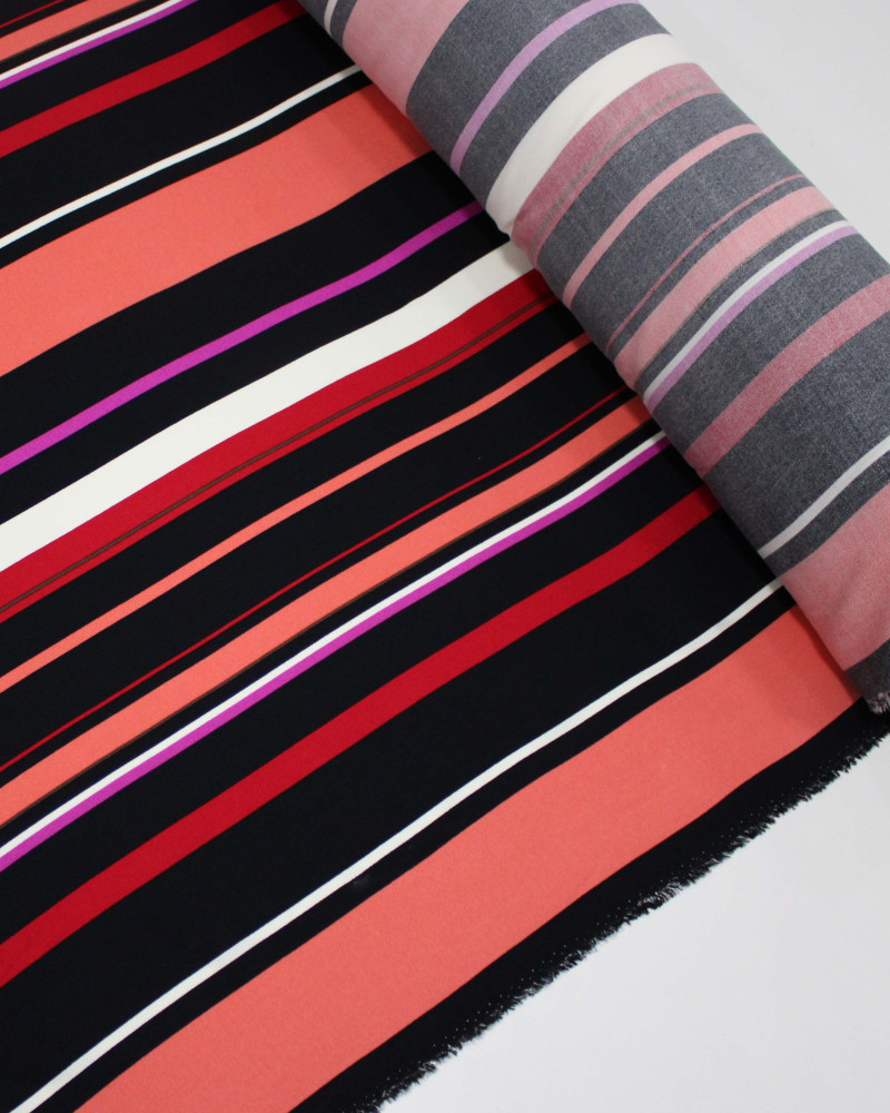 Tecido Crepe de Viscose Listras Coloridas
