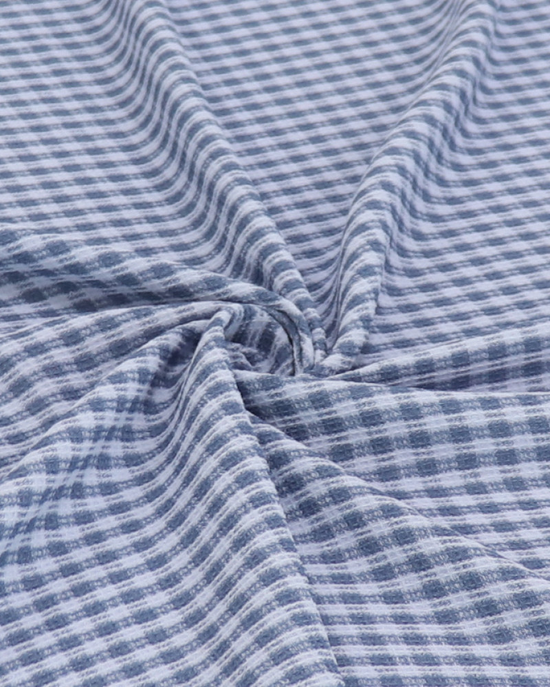 Tecido Crepe de Alfaiataria Quadriculado Tons de Azul