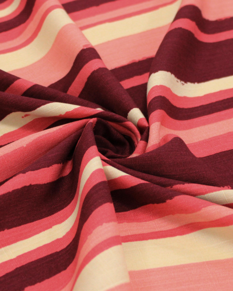 Tecido Viscose Texturizado Creme e Tons de Rosa