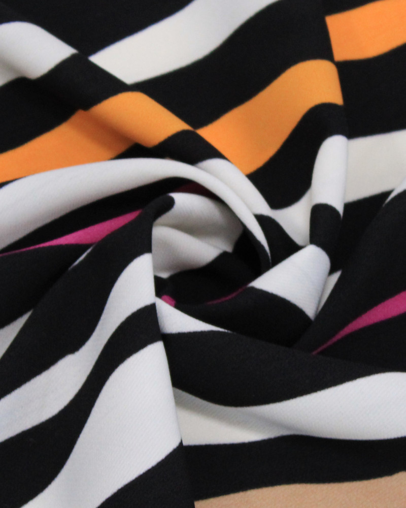 Tecido Crepe Sarjado Listras Ondulares Colorido (Com Leves Defeitos)